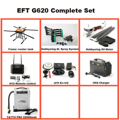 EFT G620 agriculture drone spraying plant 20L 11Kg 52Kg - RCDrone