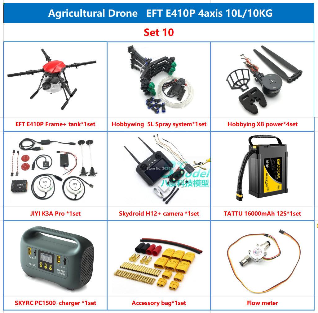 EFT E410P 10L Agriculture Drone, EFT E410P Agriculture Drone: compact frame with camera and water tank for precision farming applications.