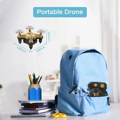 Holyton HT02 - Golden Mini Drone for Adult Beginners and Kids, Portable RC Quadcopter with Auto Hovering, 3D Flip, 3 Speed Modes, Headless Mode and 3 Batteries, Emergency Stop, Gift for Boys Girls - RCDrone