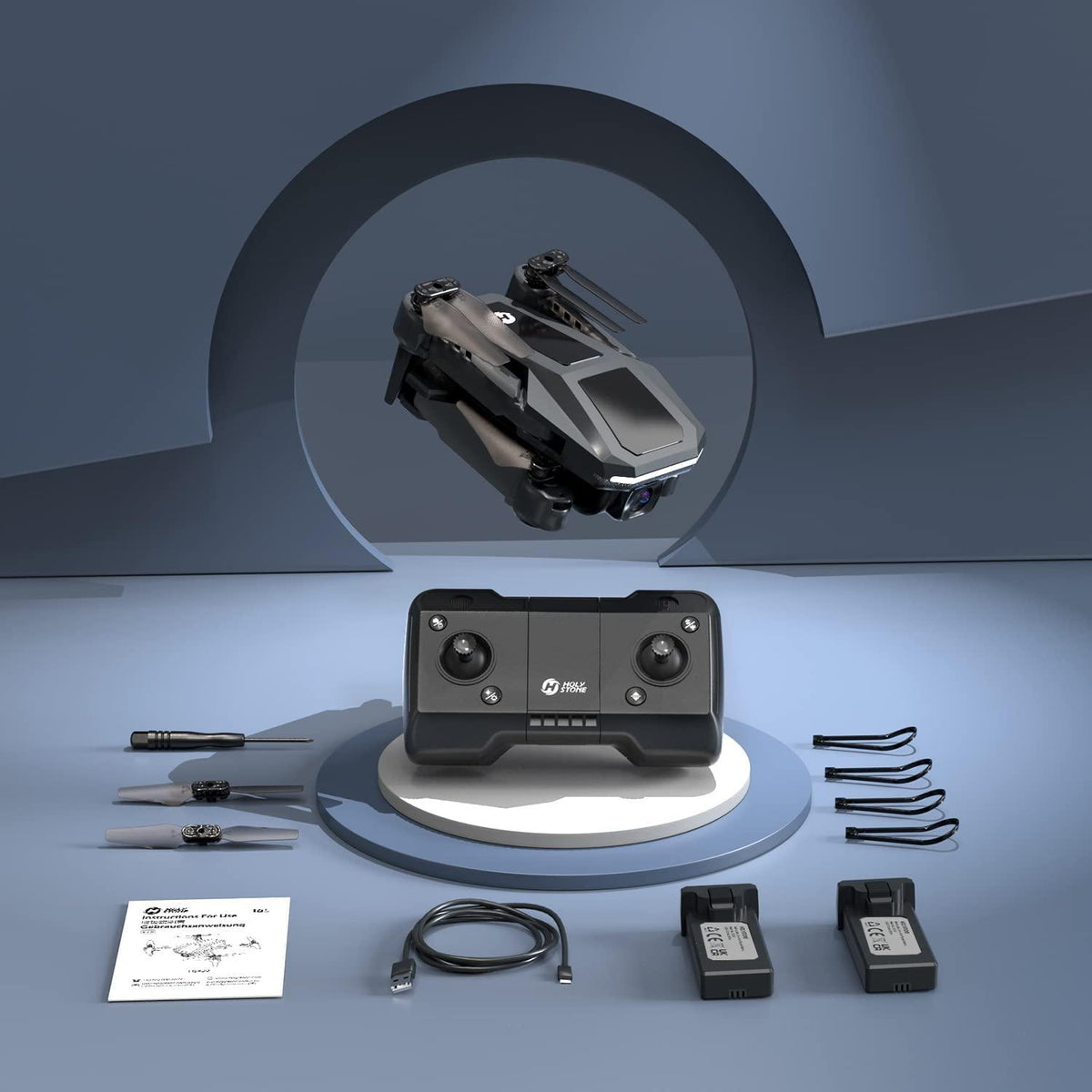Holy Stone HS290 Drone Pliable Caméra FPV HD 1080P Débutants - Flux Optique 2 Batteries - Bleu