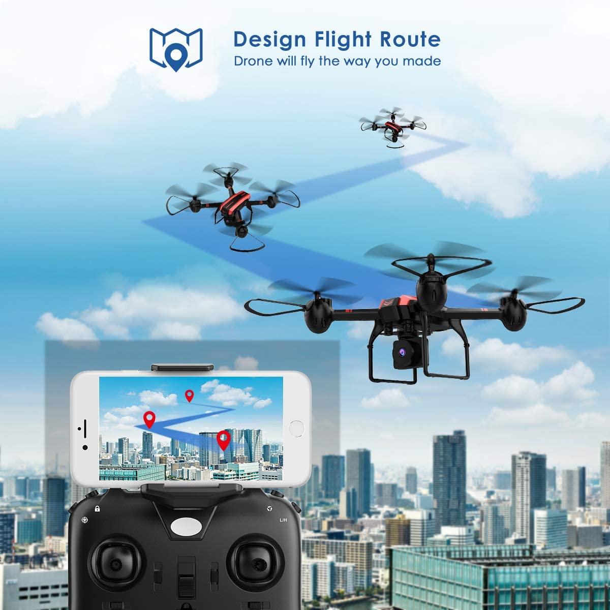 SANROCK X105W Drone - for Adults And Kids, 1080P HD Camera RC Quadcopter for Beginners, Wifi Live Video Cam, App Control, Altitude Hold, Headless Mode, Trajectory Flight, Gravity Sensor, 3D Flip - RCDrone