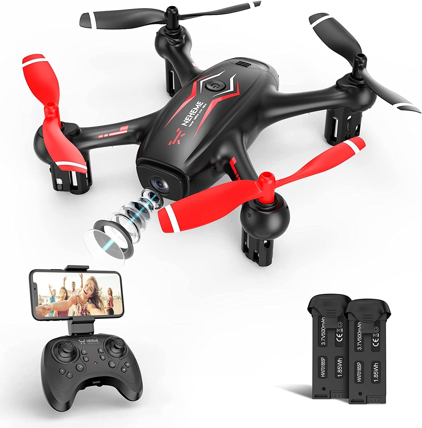 NEHEME NH530 Drones - With Camera for Adults Kids, FPV Drone with 1080P HD Camera , RC Quadcopter for Beginners with Gravity Sensor, Headless Mode, One Key Return/Take Off/Landing, Drone with 2 Batteries - RCDrone