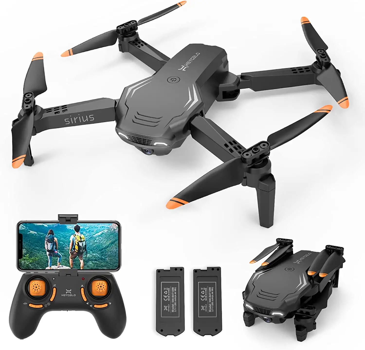 Heygelo S90 Drone with Camera for Adults - 1080P HD Mini FPV Drones for Kids Beginners, Voice/Gesture Control,2 Batteries - RCDrone