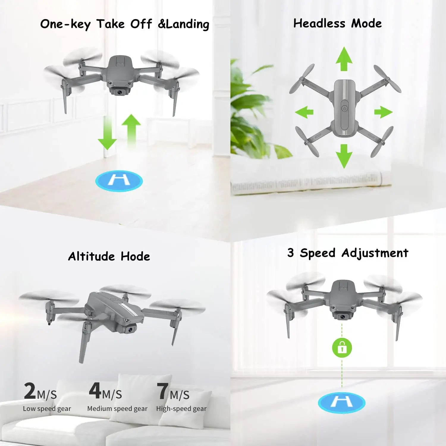 Zuhafa S17 Mini Drone - for Adults/Kids,720P HD FPV Camera,Altitude Hold, Headless Mode, One Key Start/Landing, Speed Adjustment, 3D Flips 2 Batteries, Remote Control Toys Gifts for Kids or Beginners - RCDrone