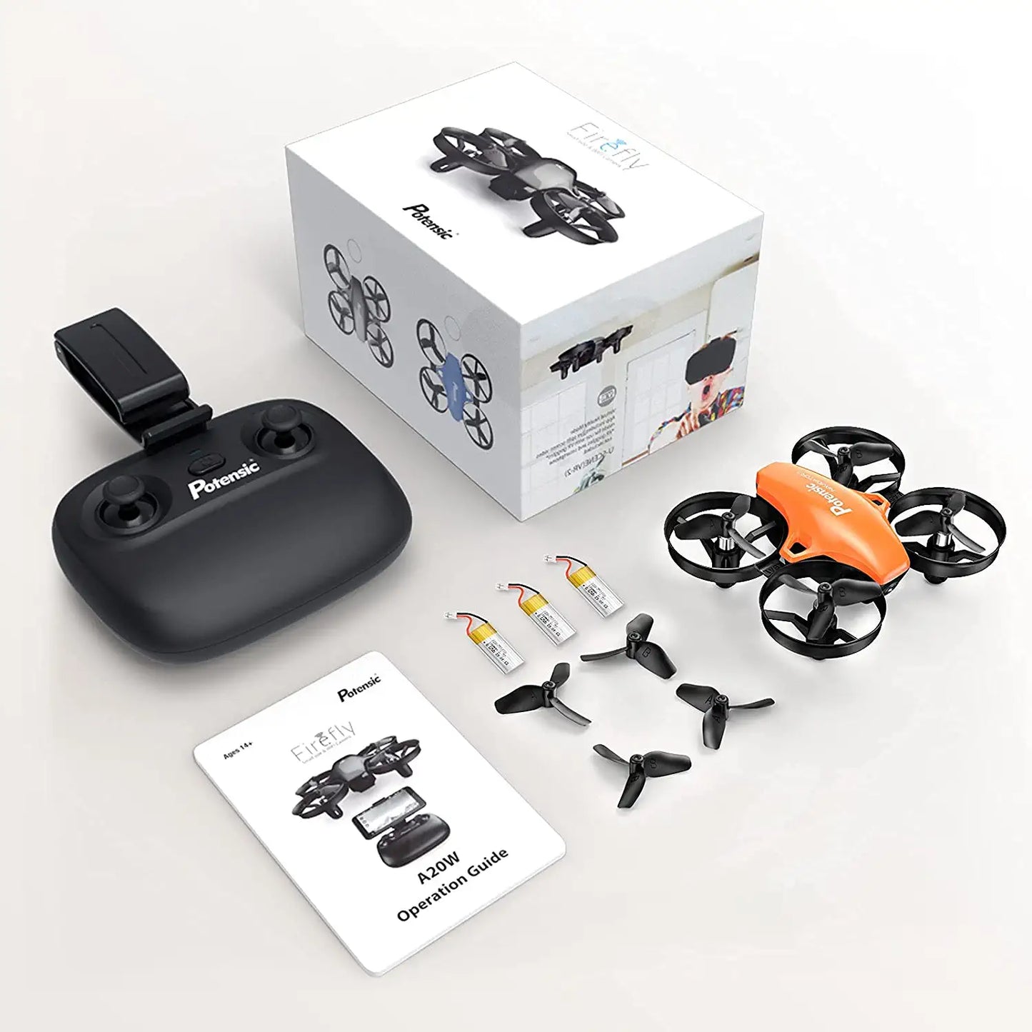 Potensic A20W Drone - for Kids, Mini Drone with Camera 720P HD, RC Drone, 3 Batteries with Altitude Hold, One Key Take Off, Easy for Beginners, Gravity Sensor, Headless Mode - RCDrone