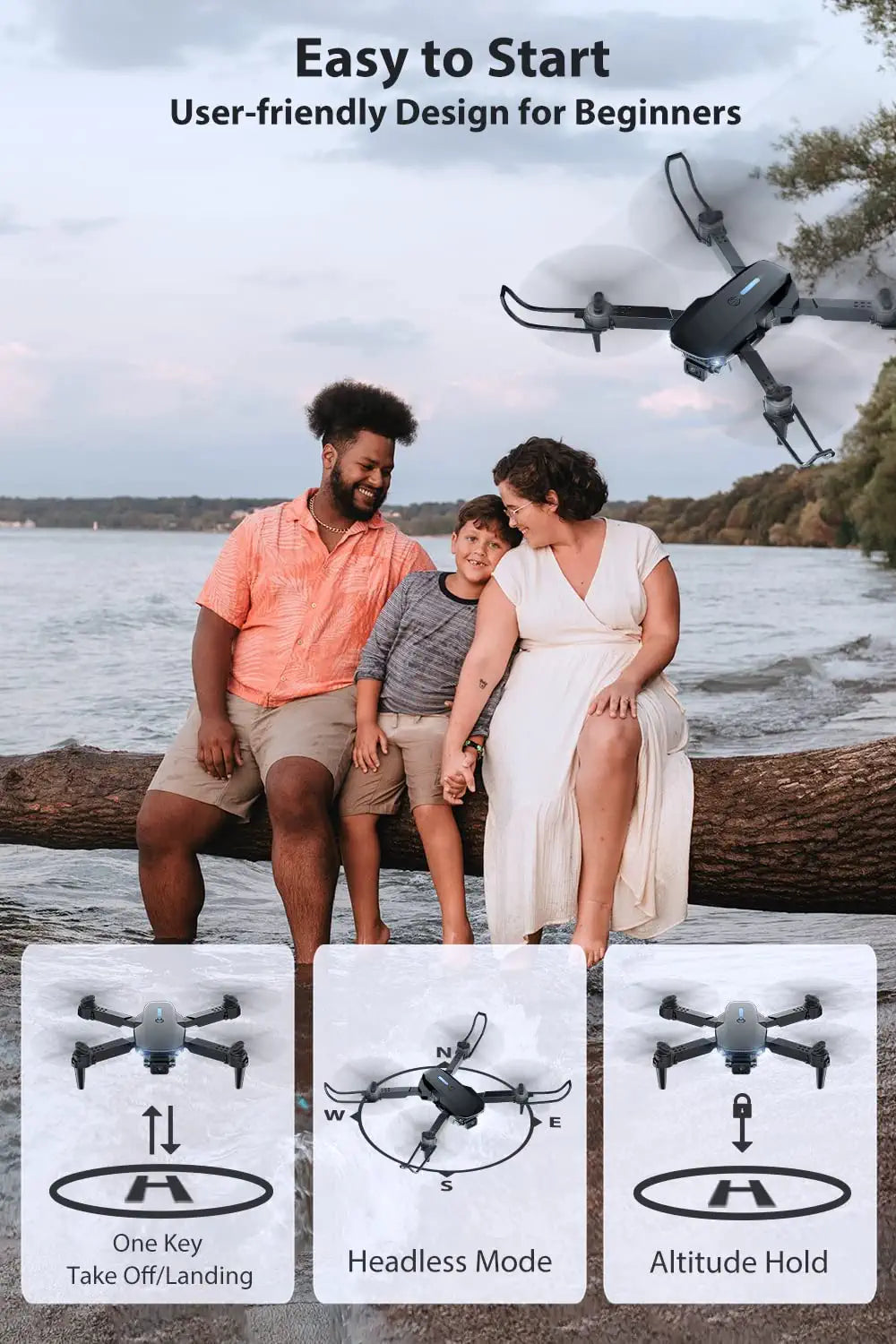 Drone avec caméra 4K HD 1080P débutant RC Quadcopter, drone pour enfants,  FPV Live Video, Altitude Hold, One Key Take Off/Landing, 3D Flip. Cadeaux  pour filles/garçons, Gris : : Jeux et Jouets