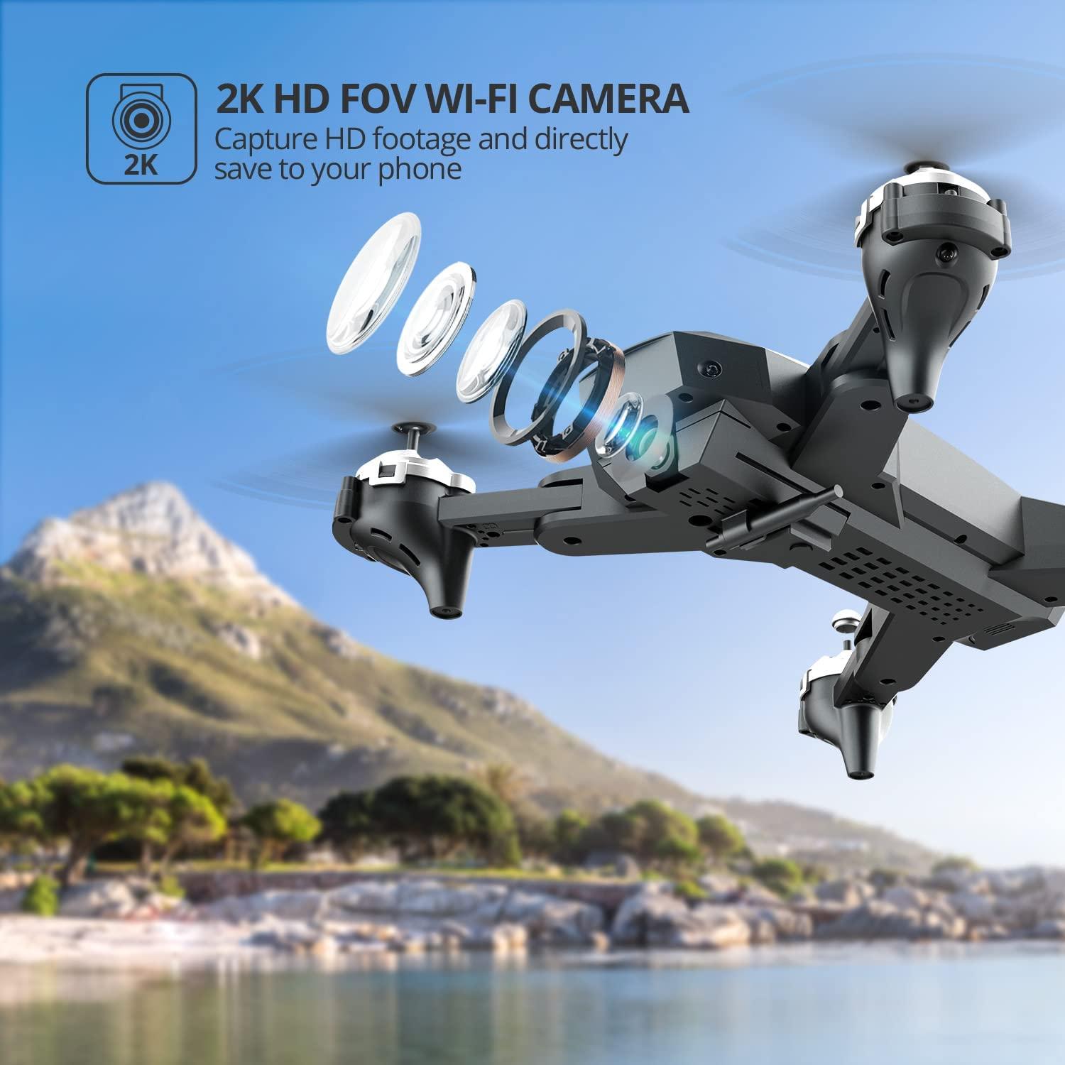Open Box DEERC D10 Drone Camera 2K HD FPV Live Video 2 Batteries