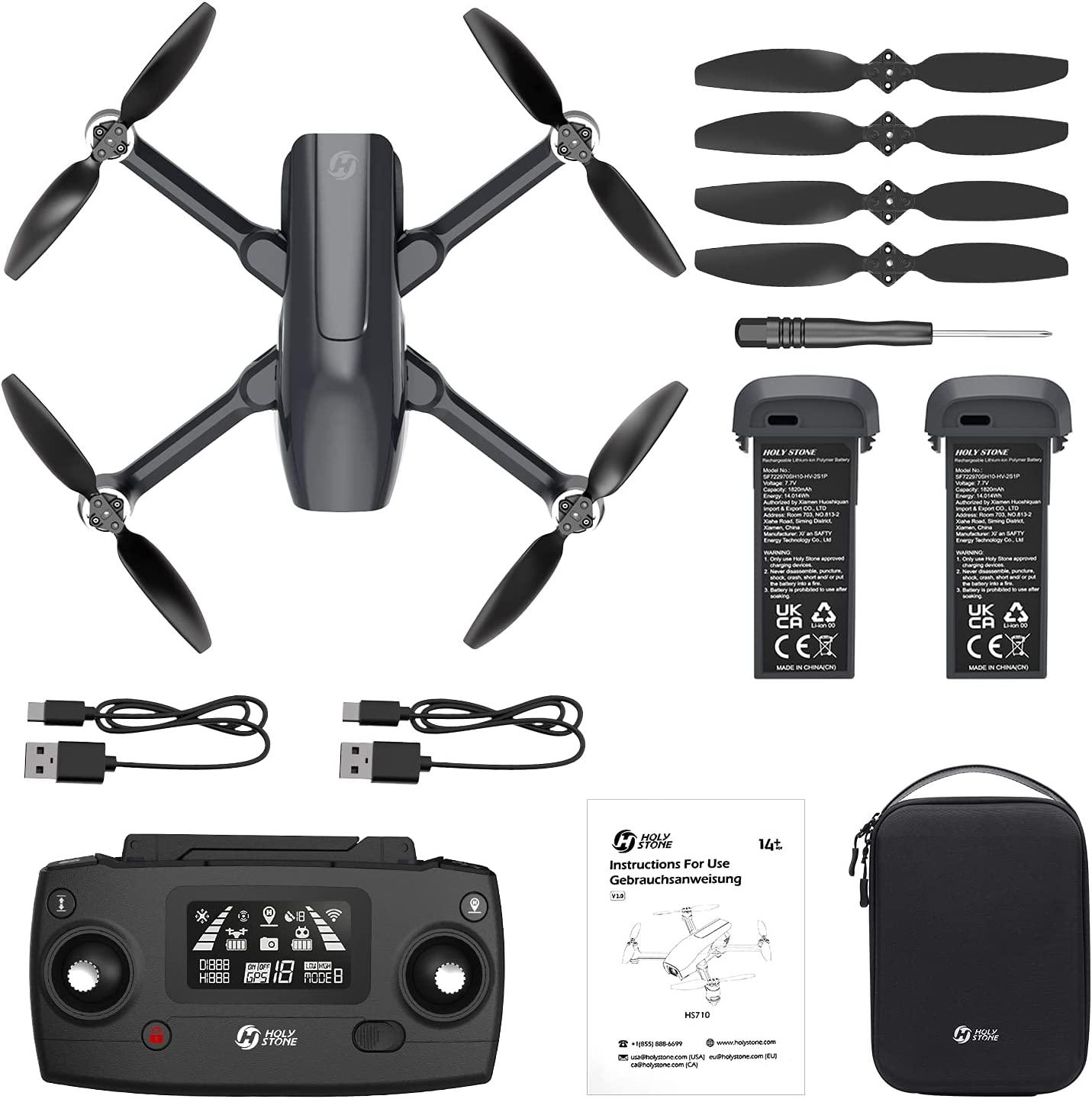 Holy Stone HS720E GPS Drone with 4K EIS UHD 130 FOV Camera for Adults  Beginner, FPV Quadcopter with 2 Batteries 46 Min Flight Time, Brushless  Motor