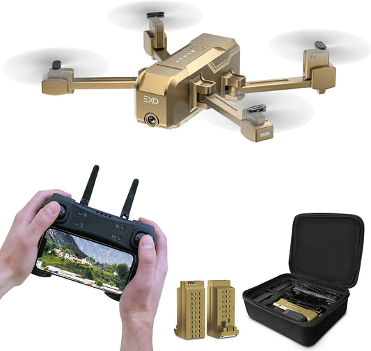 EXO Scout Drone - with Camera for Adults or Kids. Drone Kit with 2 Batteries, Free Carry Case. HD 1080p Video, 3 Speeds, Auto Take-Off/Land, Intelligent AI Modes Professional Camera Drone - RCDrone