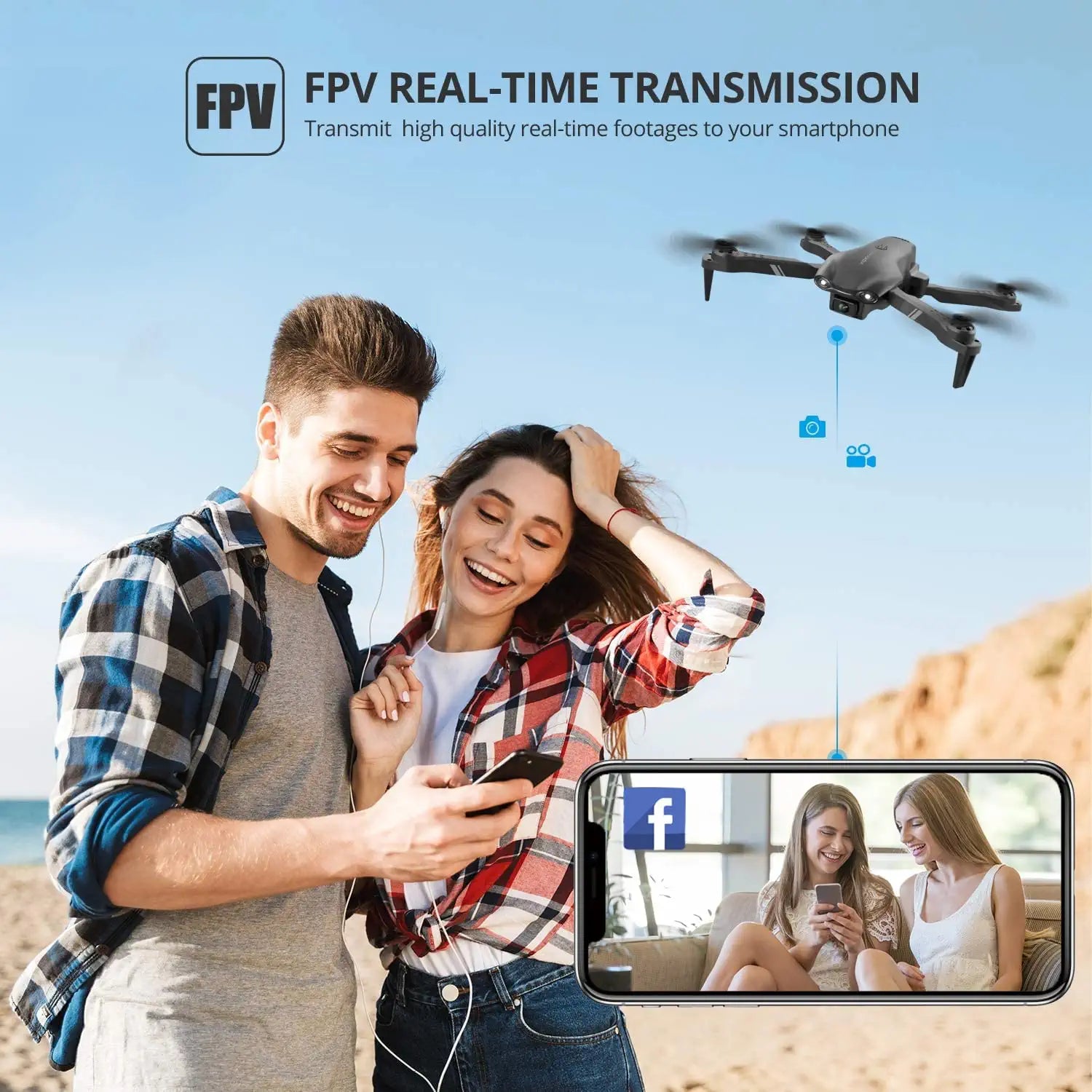 DRONEEYE 4DV13 Drone - for kids Adults with 1080P HD FPV Camera, Foldable Mini RC Quadcopter With Waypoint, Functions,Headless Mode,Altitude Hold,Gesture Selfie,3D Flips,Beginners Toys Gifts - RCDrone