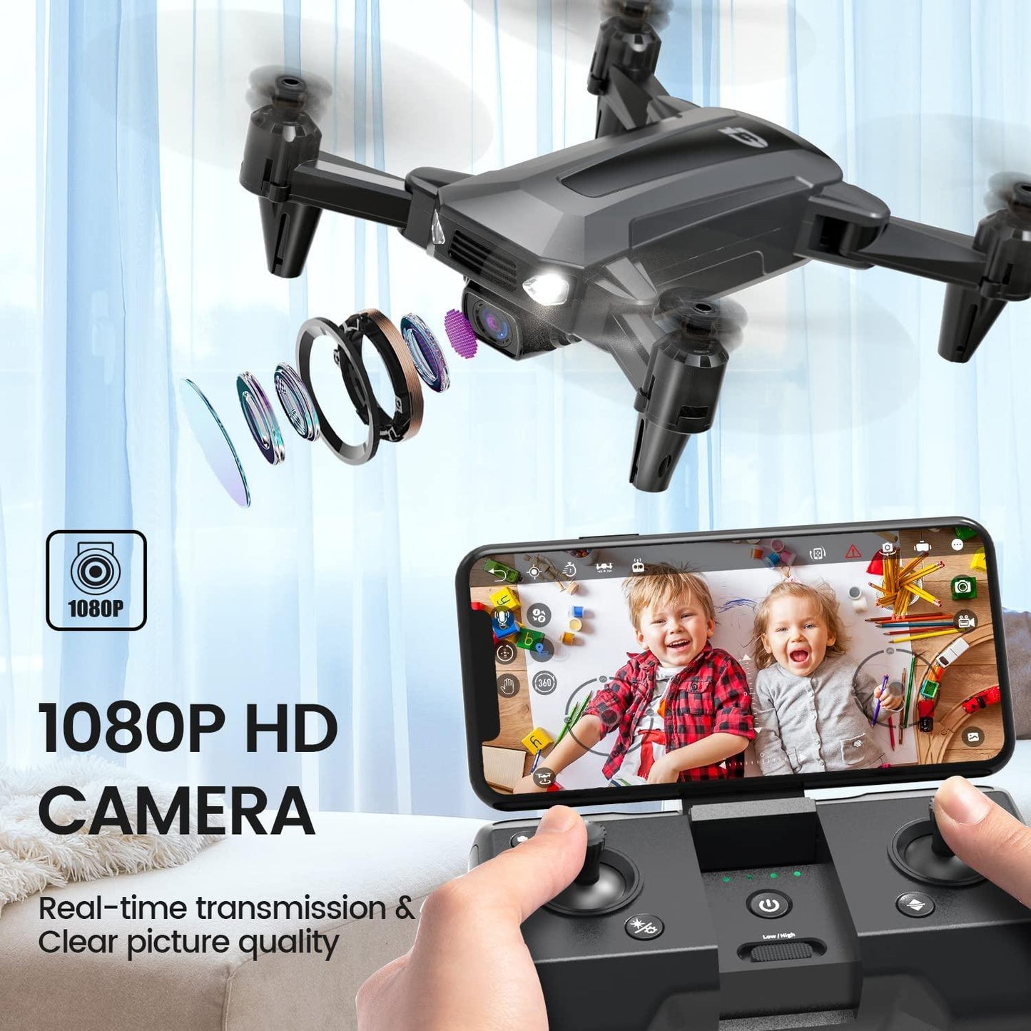 DEERC D40 Drone - FPV HD 1080P Mini Drones for Adults Kids Beginner, Foldable Quad Air Hobby RC Quadcopters & Multirotors, Toys Gifts, 2 Batteries 20 Mins Flight Time, Easy to Fly - RCDrone