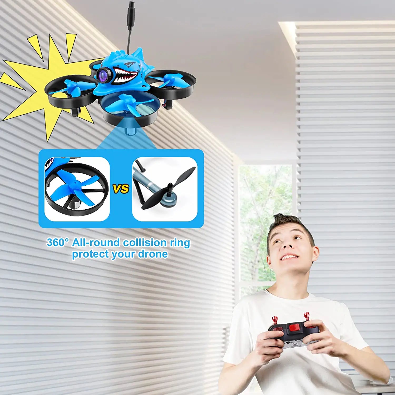 Blue Micro FPV Racing Drone with FPV Goggles 5.8G 40CH 800TVL Camera +  Battery
