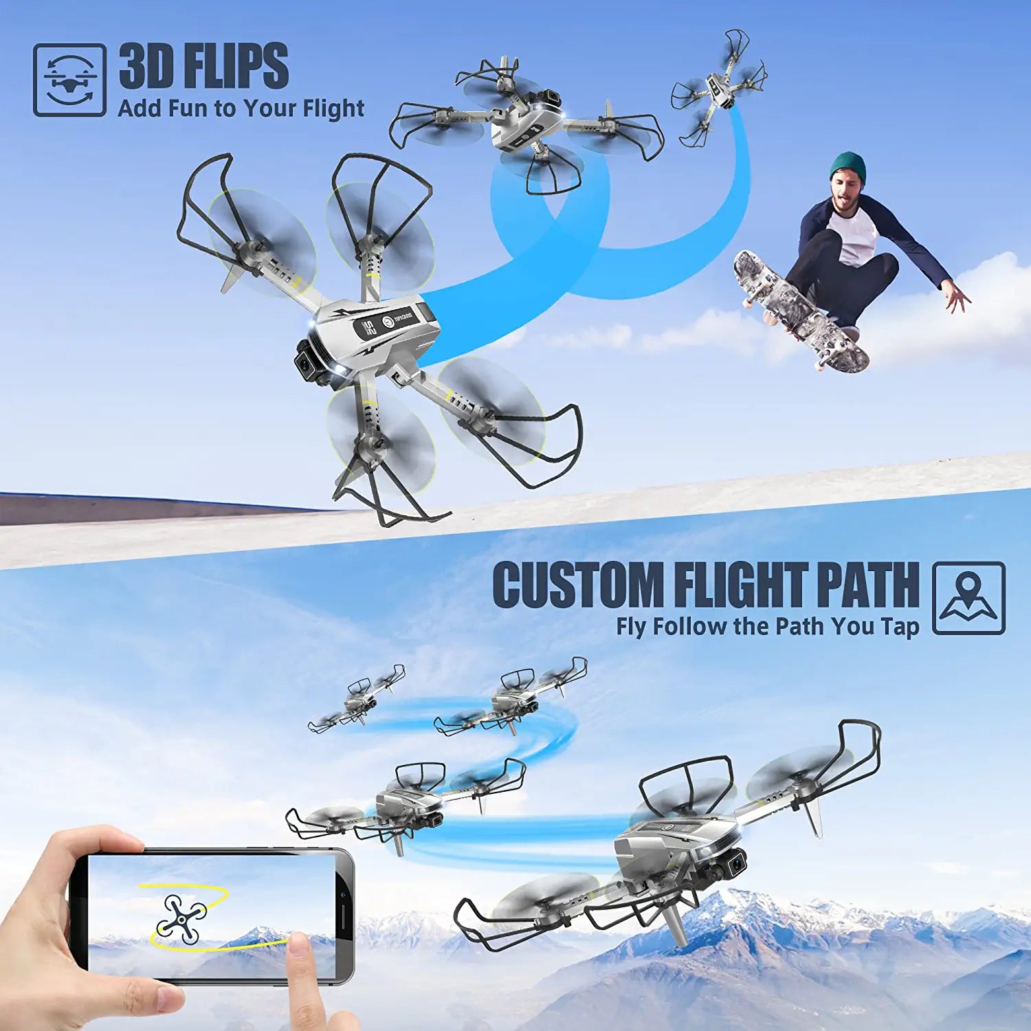 H24 Drone for Kids Adults with 1080P HD FPV Camera Remote Control Cool Toys  Gifts for Boys Girls Foldable Portable RC Quadcopter Easy to Fly for