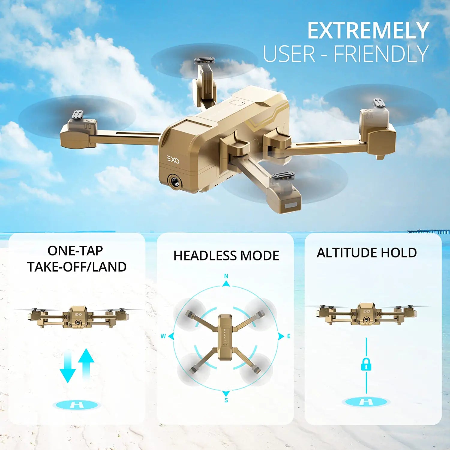 EXO Mini dron profesional 4K UHD de largo alcance con cámara 4K, duración  de la batería de 40 minutos, rango de 5 millas, foto de 12 MP, sígueme
