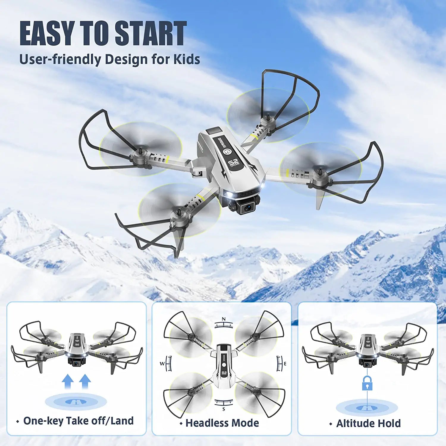 AVIALOGIC Mini dron con cámara para niños, helicóptero de control remoto,  regalos para niños y niñas