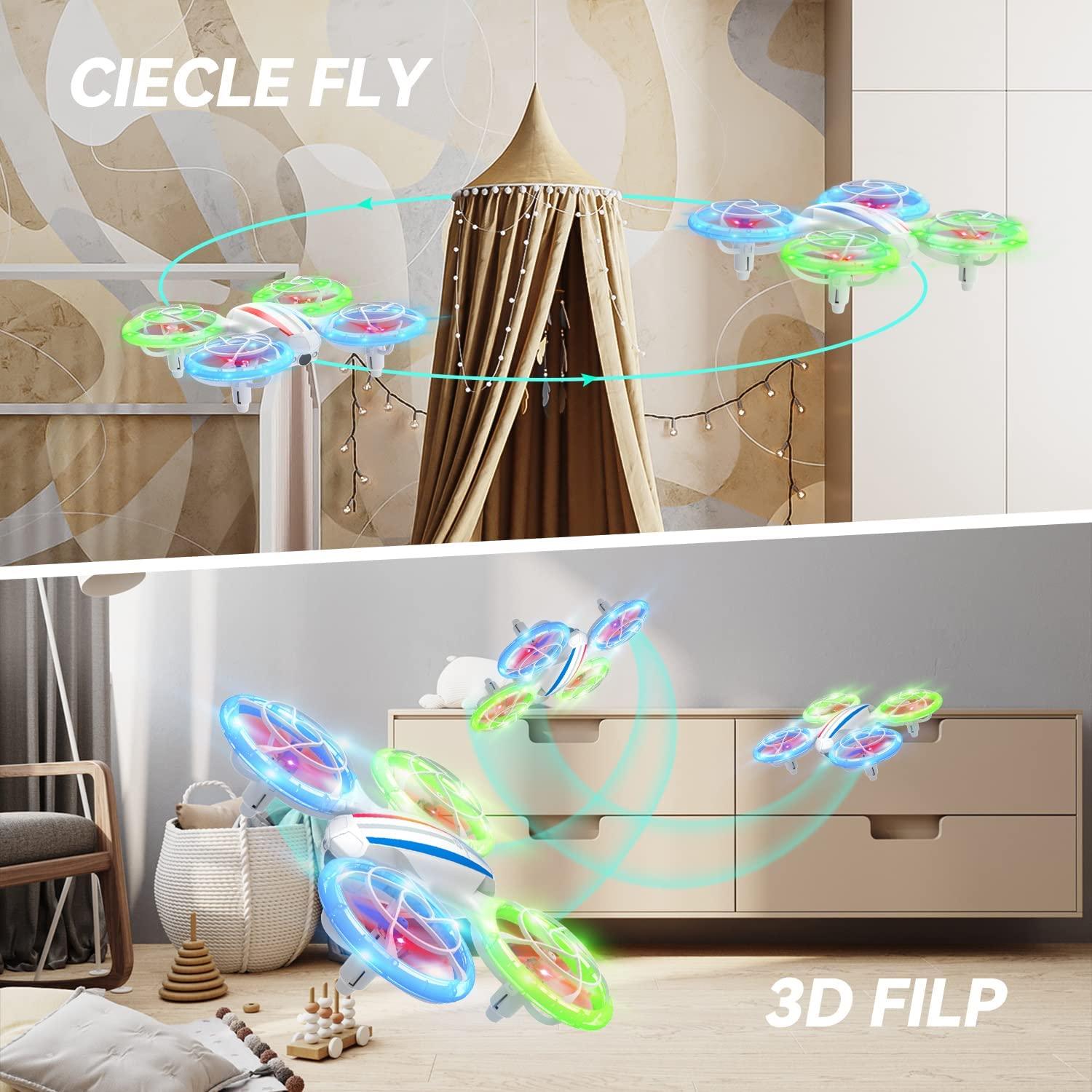 DEERC D23 Drone - for Kids Adults Beginners with 720P HD FPV WiFi Camera, LED Nano Hobby RC Quadcopter with Five Light Modes, Altitude Hold, Headless Mode, 3 Speed Modes, 360° Flip - RCDrone