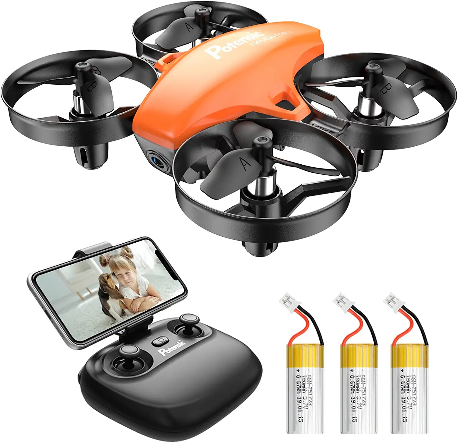 Potensic A20W Drone - for Kids, Mini Drone with Camera 720P HD, RC Drone, 3 Batteries with Altitude Hold, One Key Take Off, Easy for Beginners, Gravity Sensor, Headless Mode - RCDrone