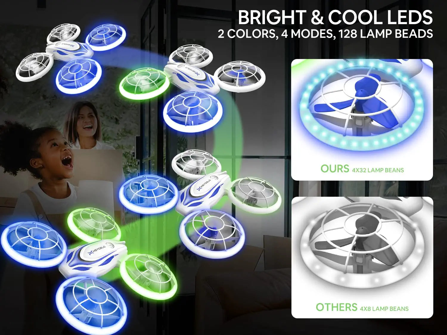  Heygelo Mini Drones for Kids, LED RC Drone Flying Toys