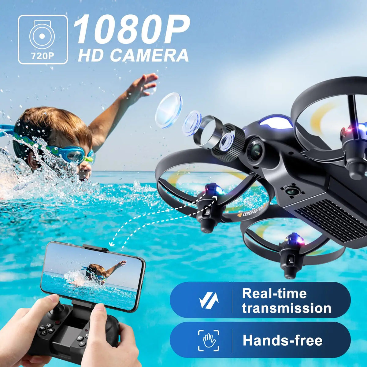 Handwell Drone avec Caméra, Mini Drones pour Enfants, Jouet HD 720P, Drone Radiocommandé avec Lumières LED Handwell Drone avec Caméra, Mini Drones pour Enfants, Jouet HD 720P, Drone Radiocommandé avec Lumières LED
