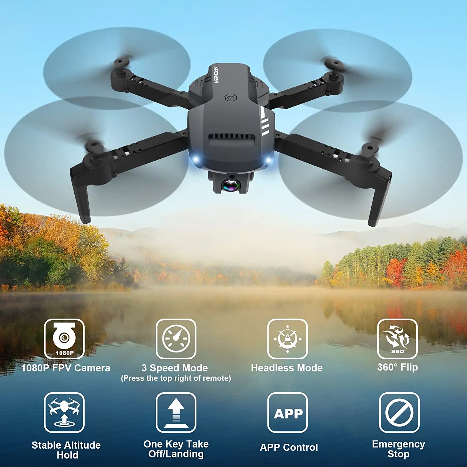 MOCVOO Drones with Camera for Adults Kids, Foldable RC Quadcopter,  Helicopter Toys, 1080P FPV Video Drone for Beginners, 2 Batteries, Carrying  Case