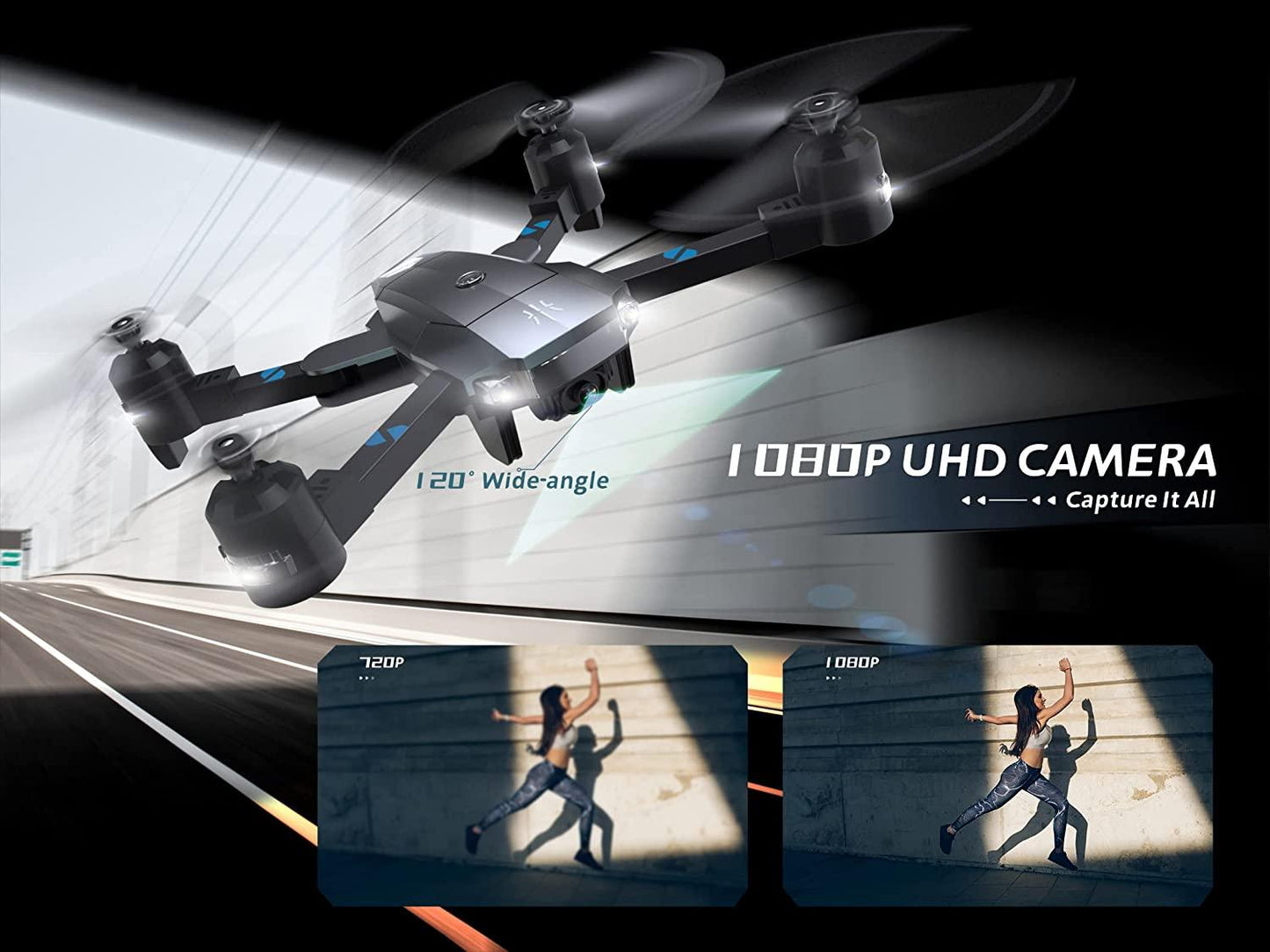 UranHub UF500 Drone - Camera for Adults 1080P HD Camera FPV WiFi RC Foldable Quadcopter for Beginners w/Optical Flow Positioning, Voice Control, Gesture Control, Circle Fly, Trajectory Flight - RCDrone