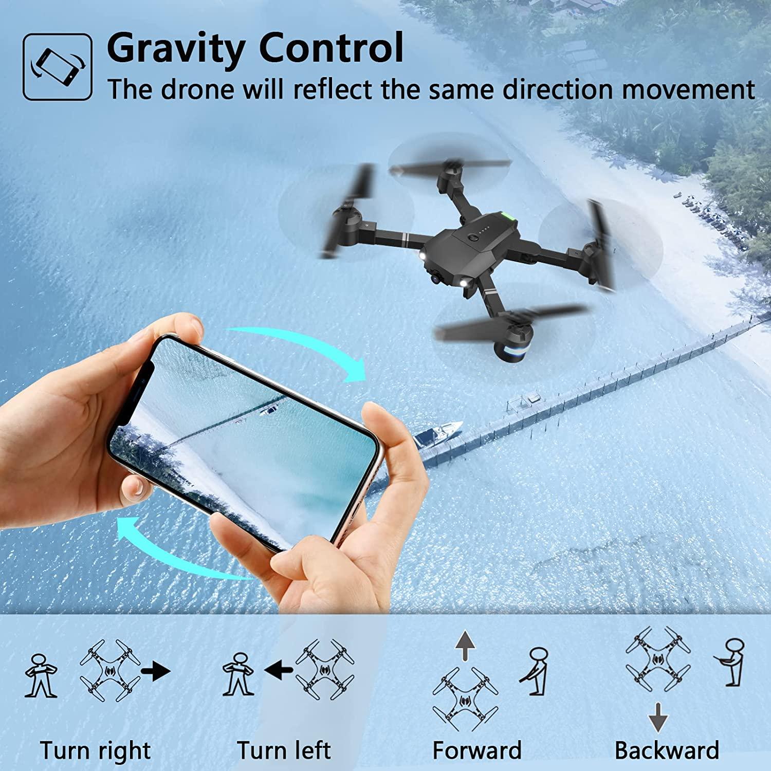 ATTOP Mini dron con cámara, cámara FPV 1080P con 3 baterías, dron plegable  controlado por aplicación con retención de altitud, modo sin cabeza, 3