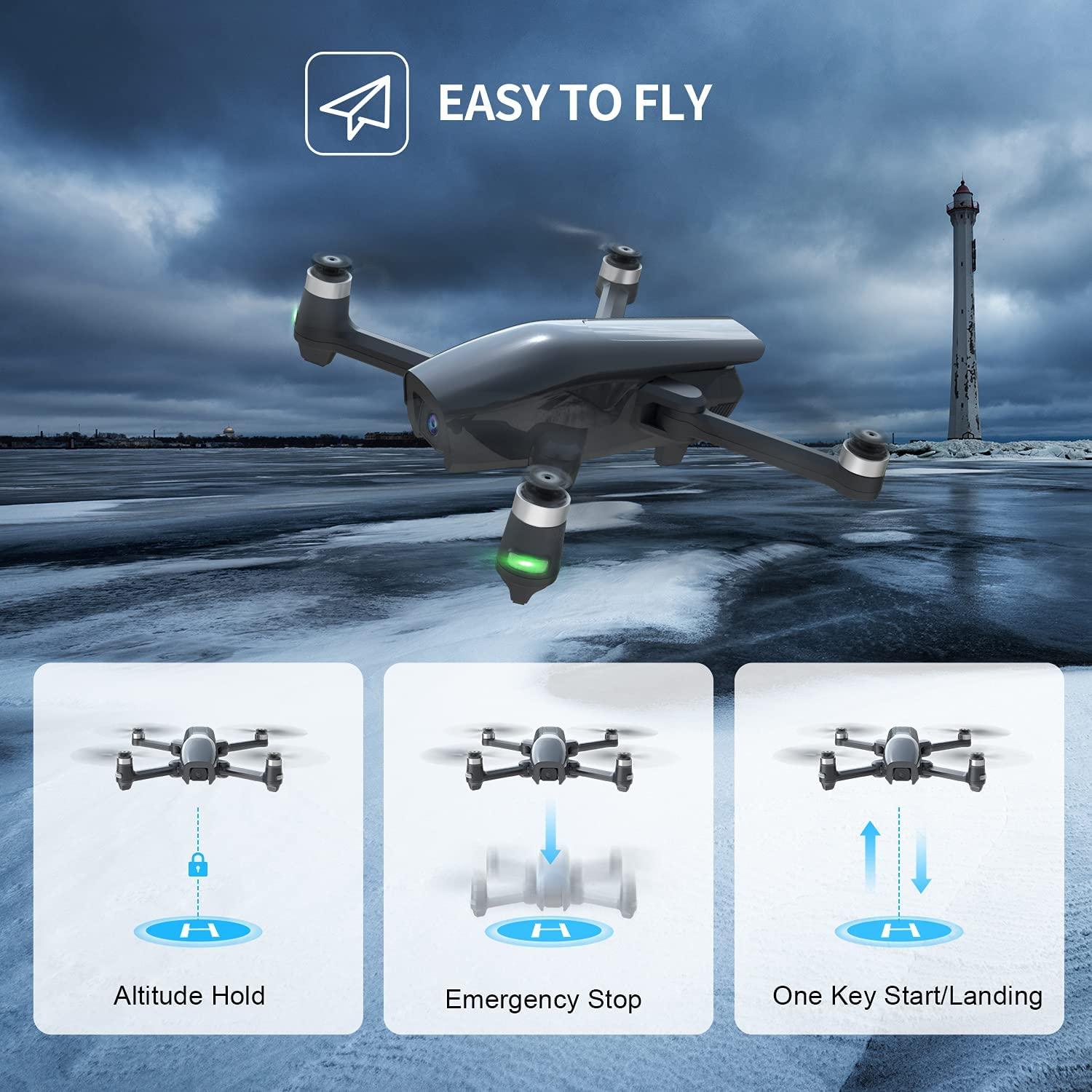  Drone con cámara para adultos 4K HD, vuelo de 15 minutos de  largo, vuelo circular, vuelo de punto de referencia, retención de altitud,  modo sin cabeza, con retorno automático, para principiantes 
