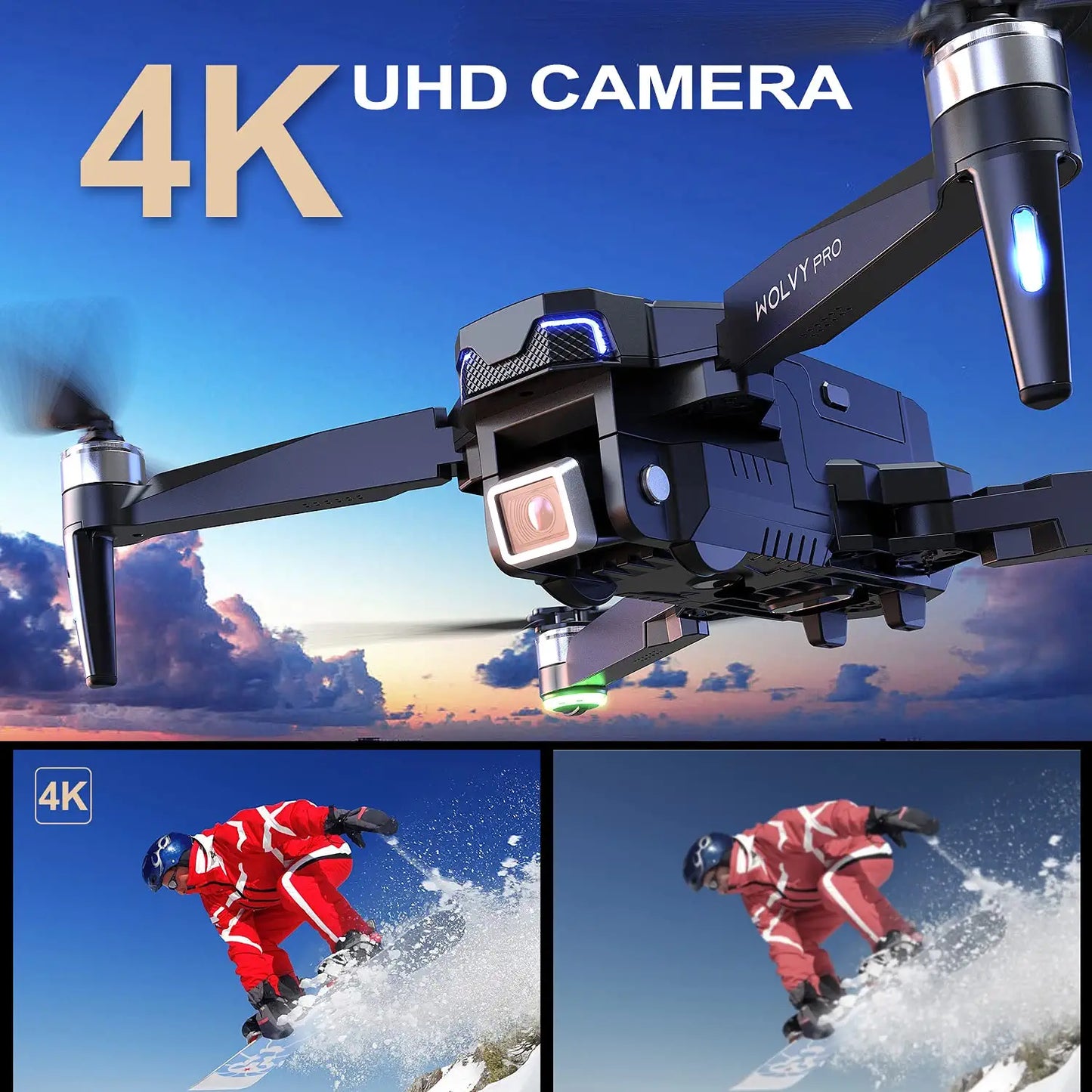 aovo Drones with Camera for Adults 4K HD UHD, 60 Minutes Flight Time Quadcopter with Brushless Motor, GPS Return Home, Follow Me Professional Camera Drone - RCDrone