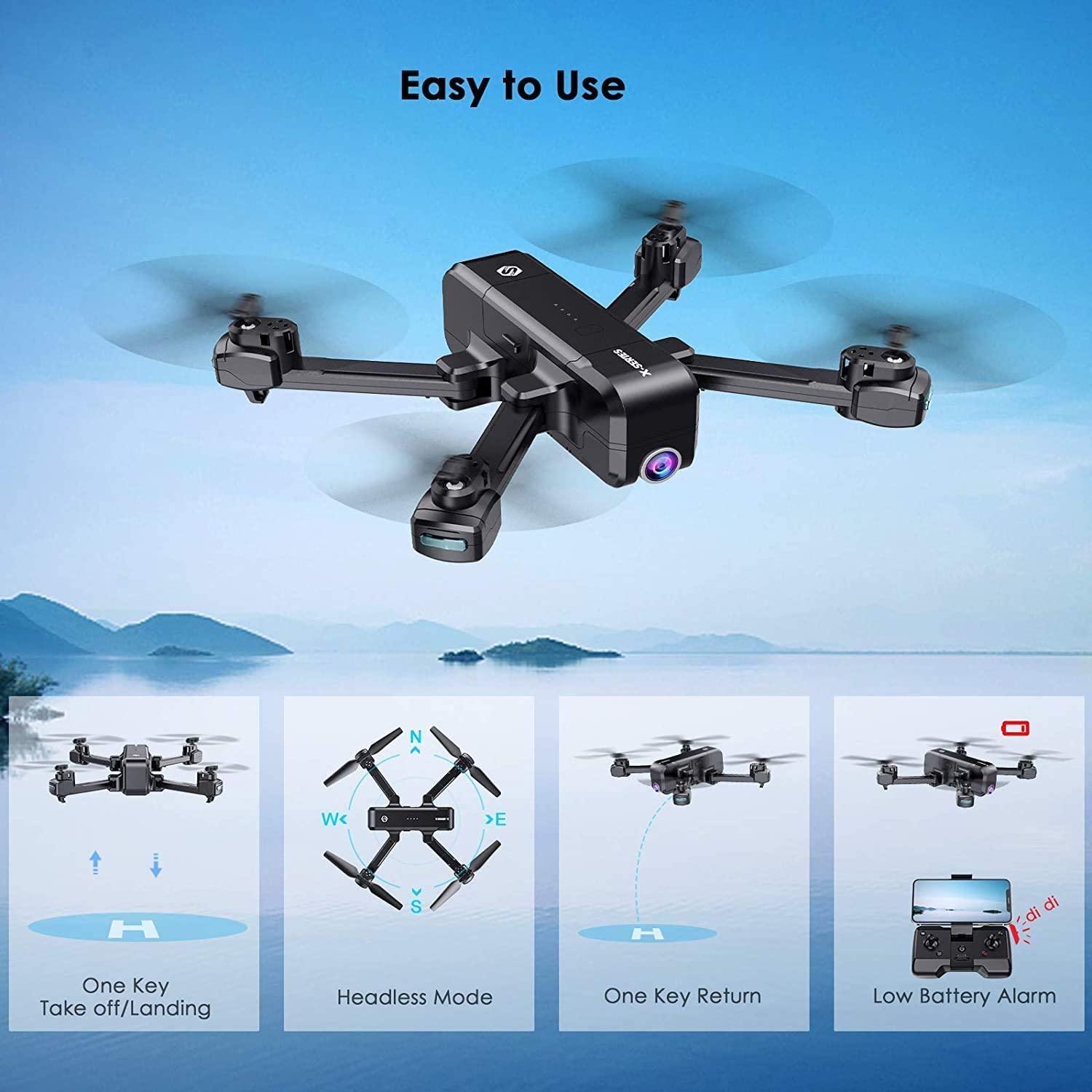 SANROCK X103W Drone - 2.7K UHD FPV Camera for Adults Kids, Live Video with 120° Wide Angle 90° Adjustable RC Quadcopter, Gesture Control, Altitude Hold, Route Mode, Headless Mode, Gravity Sensor - RCDrone