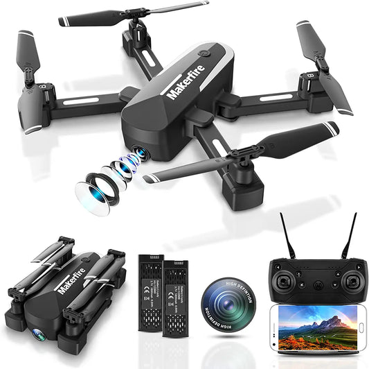 Makerfire H745/GX5 Drone - with 1080P Camera, RC Quadcopter for Adults and Kids, Foldable FPV WiFi Drones with 35min Flight Time, Gravity Control, Altitude Hold, Auto Hover, Gestures Selfie - RCDrone