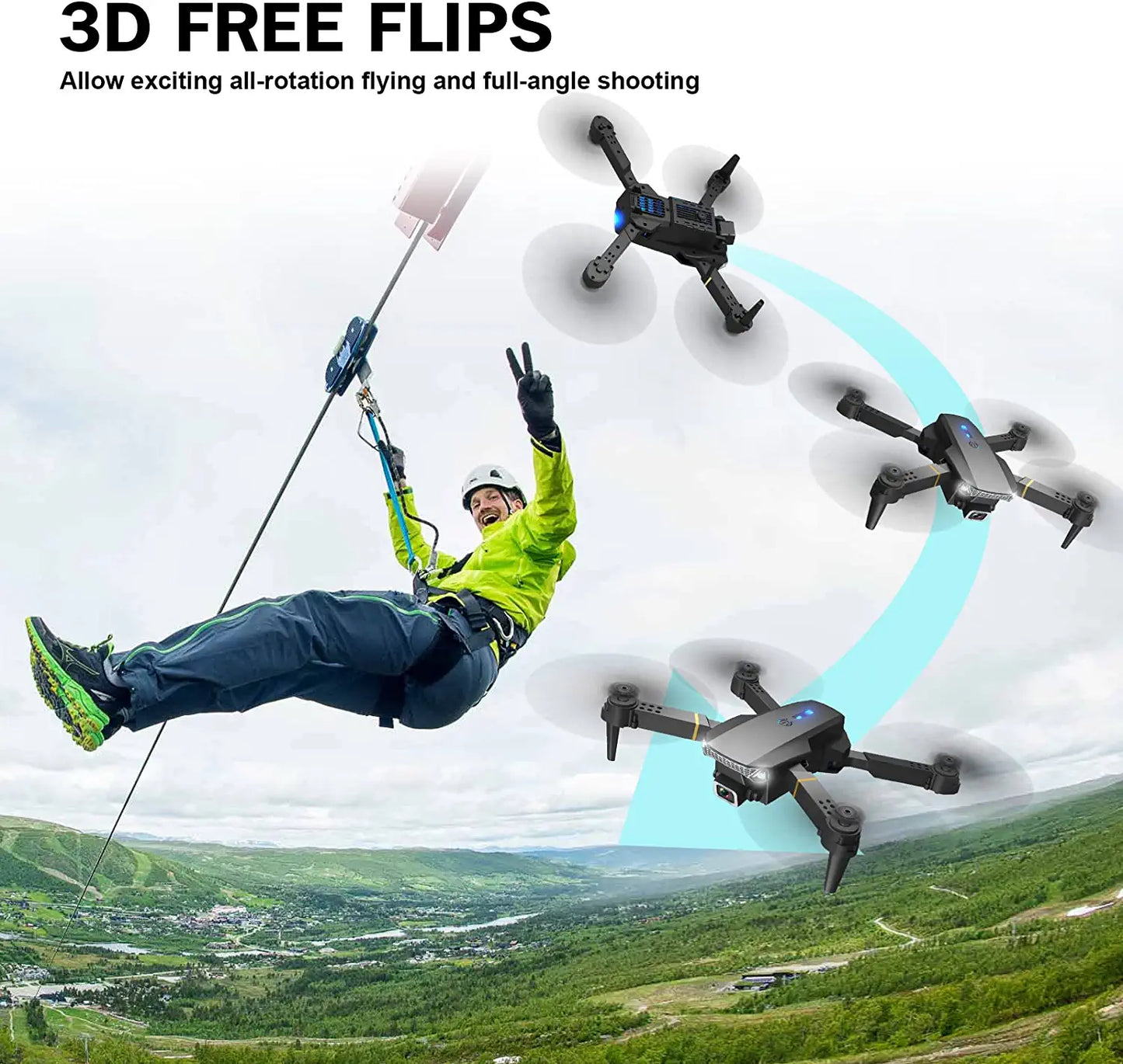 Wipkviey T27 Drone - with 3 Batteries 360° Flip, Altitude Hold, Headless Mode, One Key Take off/Landing Foldable Drone - RCDrone