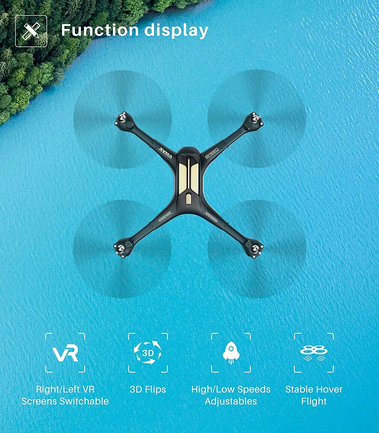 SYMA X600W Foldable Drone - with 1080P HD FPV Camera for Adults, RC Quadcopter for Kids Beginners, with Headless Mode, Altitude Hold, 3D Flip, Custom Route and One Key Start - RCDrone