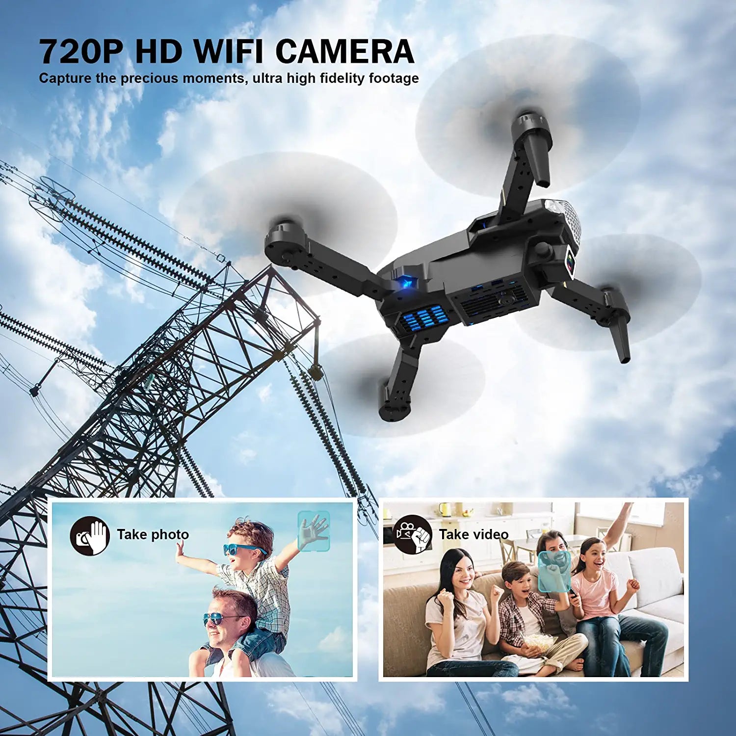 Wipkviey T26 drone avec camera - 1080P HD drones adulte, Avec