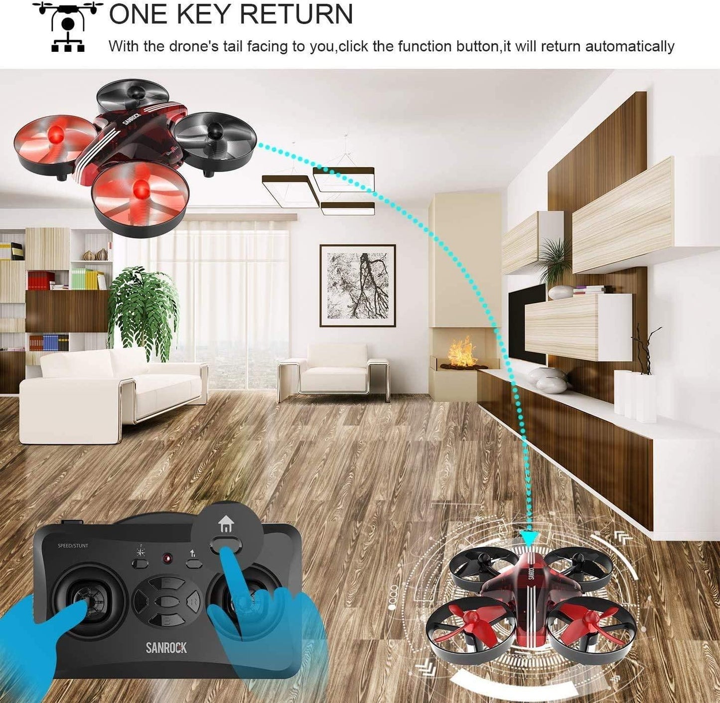SANROCK GD65A Drone - for Kids and Beginners, RC Helicopter Support Headless Mode, Altitude Hold, 3D Flip, One key return, with 2 Batteries, Great Gift/Toys for Boys and Girls - RCDrone