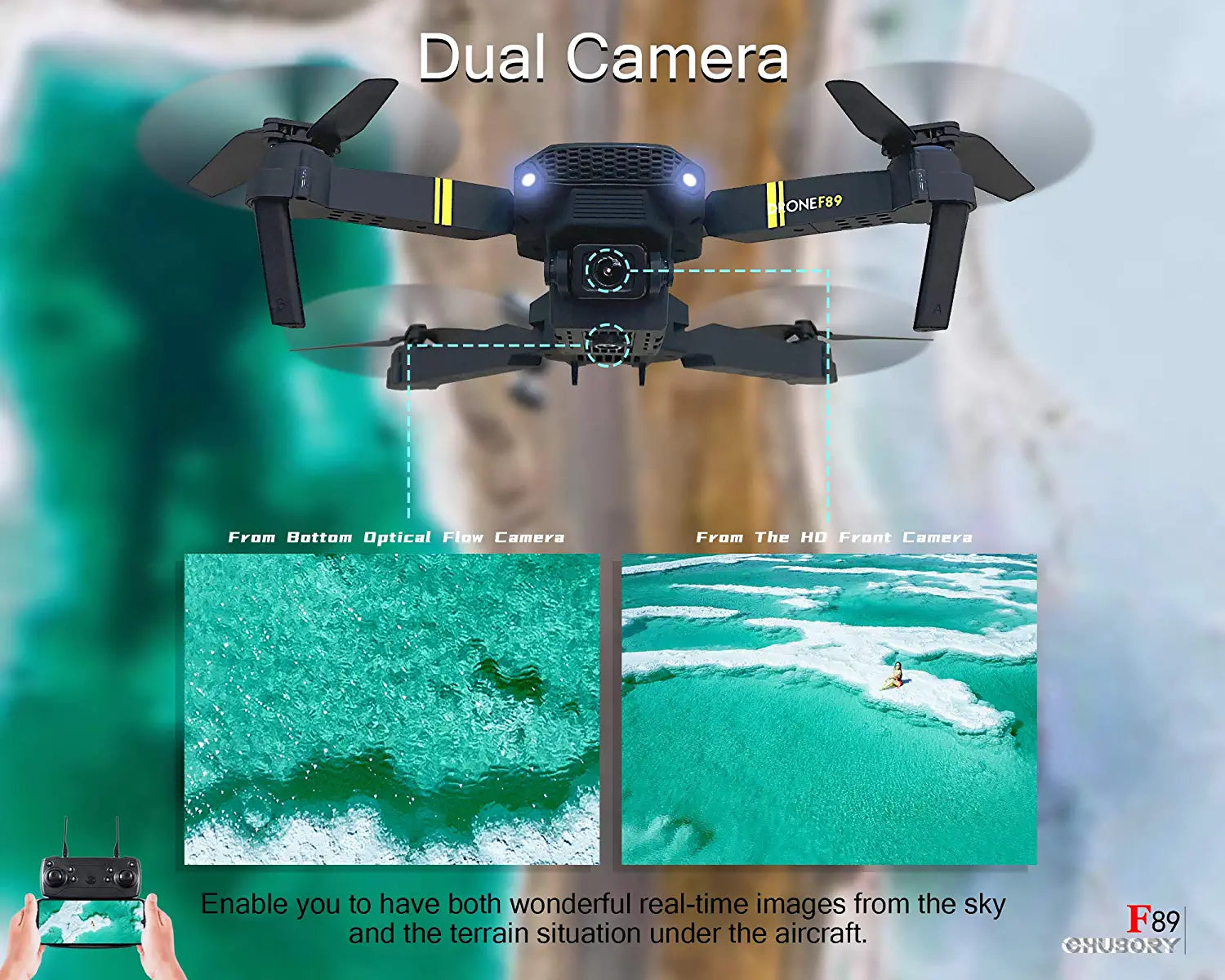 CHUBORY F89 Drone - Super Endurance Foldable Quadcopter Drone for Beginners – 40+ mins Flight Time,Wi-Fi FPV Drone with 120°Wide-Angle 1080P HD Camera,Optical Flow Positioning,Follow me,Dual Cameras Switch - RCDrone