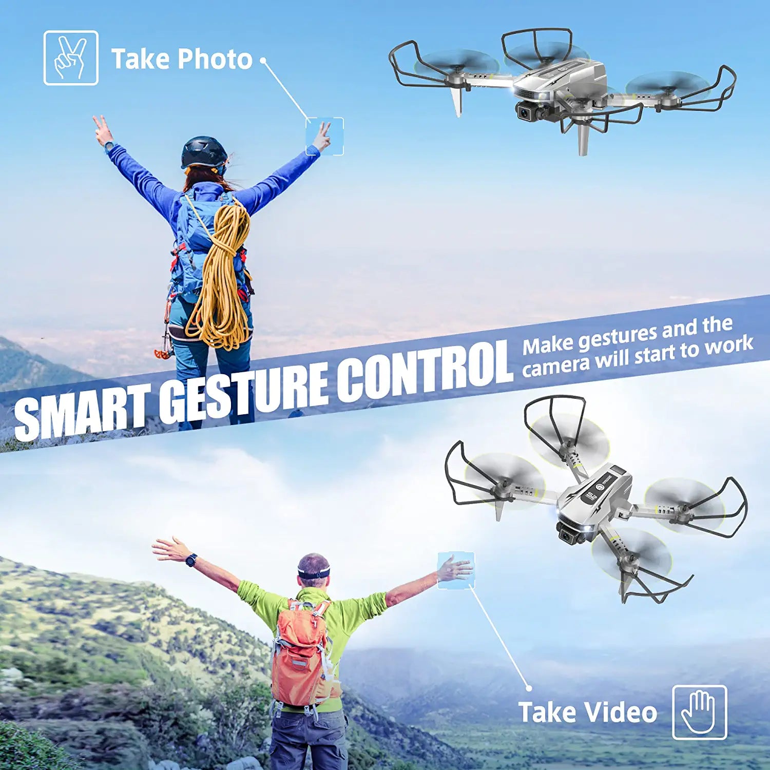 TOPRCBOXS S2 Mini Drone - for Kids with 1080P HD Camera, FPV Quadcopter Cool Toys Gifts for Teenage Boys RC Camera Drone with Altitude Hold 2 Batteries - RCDrone