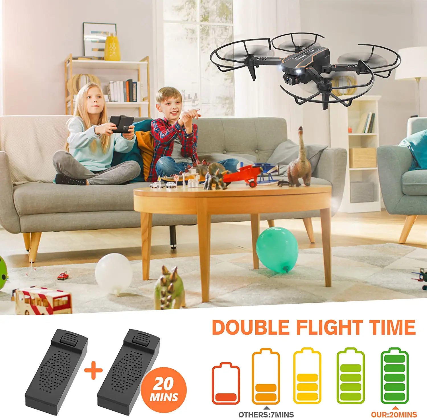 AVIALOGIC Mini Drone - with Camera for Kids, Remote Control Helicopter Toys Gifts for Boys Girls, FPV RC Quadcopter with 1080P HD Live Video Camera, Altitude Hold, Gravity Control, 2 Batteries - RCDrone