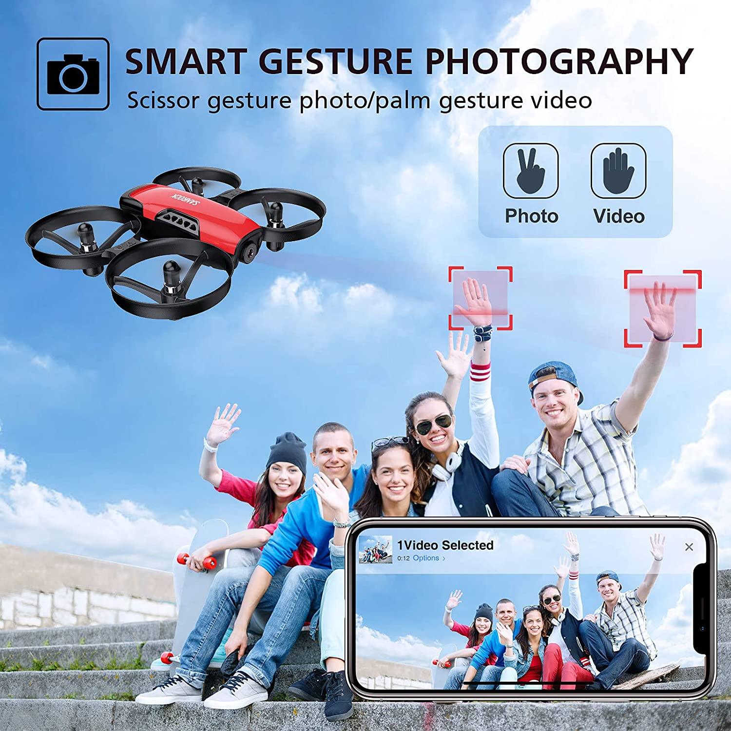 SANROCK U61W Drone - with Camera for Kids Adult Beginner 720P HD & 2 Batteries, Mini Drone Toy Gift for Boy Girl WiFi FPV RC Quadcopter, Waypoints Fly, Headless Mode, Altitude Hold, Emergency Stop - RCDrone