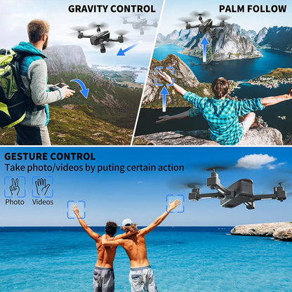 Makerfire H745/GX5 Drone - with 1080P Camera, RC Quadcopter for Adults and Kids, Foldable FPV WiFi Drones with 35min Flight Time, Gravity Control, Altitude Hold, Auto Hover, Gestures Selfie - RCDrone