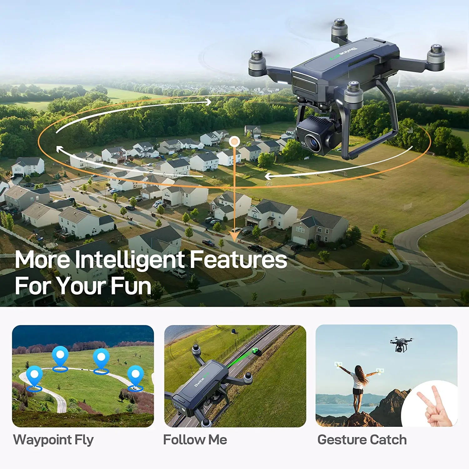 Bwine F7 Drone - with Camera for Adults 4K, 9800ft Video Transmission, Camera Drone with 3-Axis Gimbal, GPS Auto Return, Follow Me, Waypoints, Level 6 Wind Resistance, 2 Batteries for 50 Min Flight Time Professional Camera Drone - RCDrone