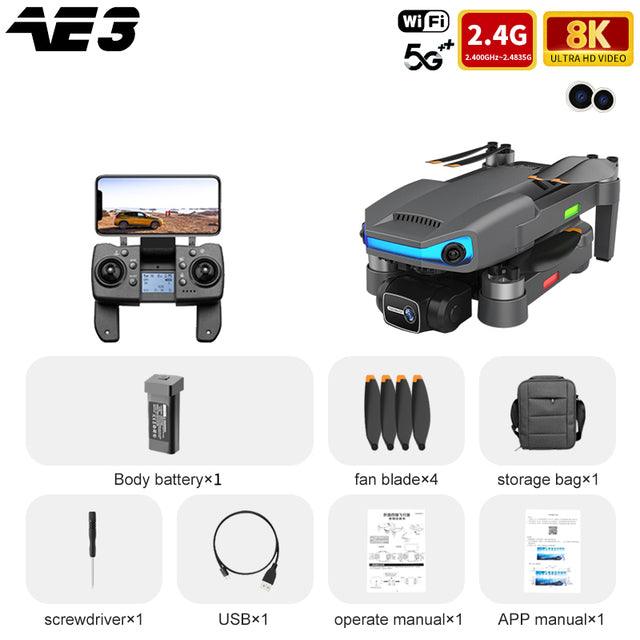 AE3 Pro Max Drone - 8K Camera 6Axis EIS Gimbal 5G Wifi GPS – RCDrone