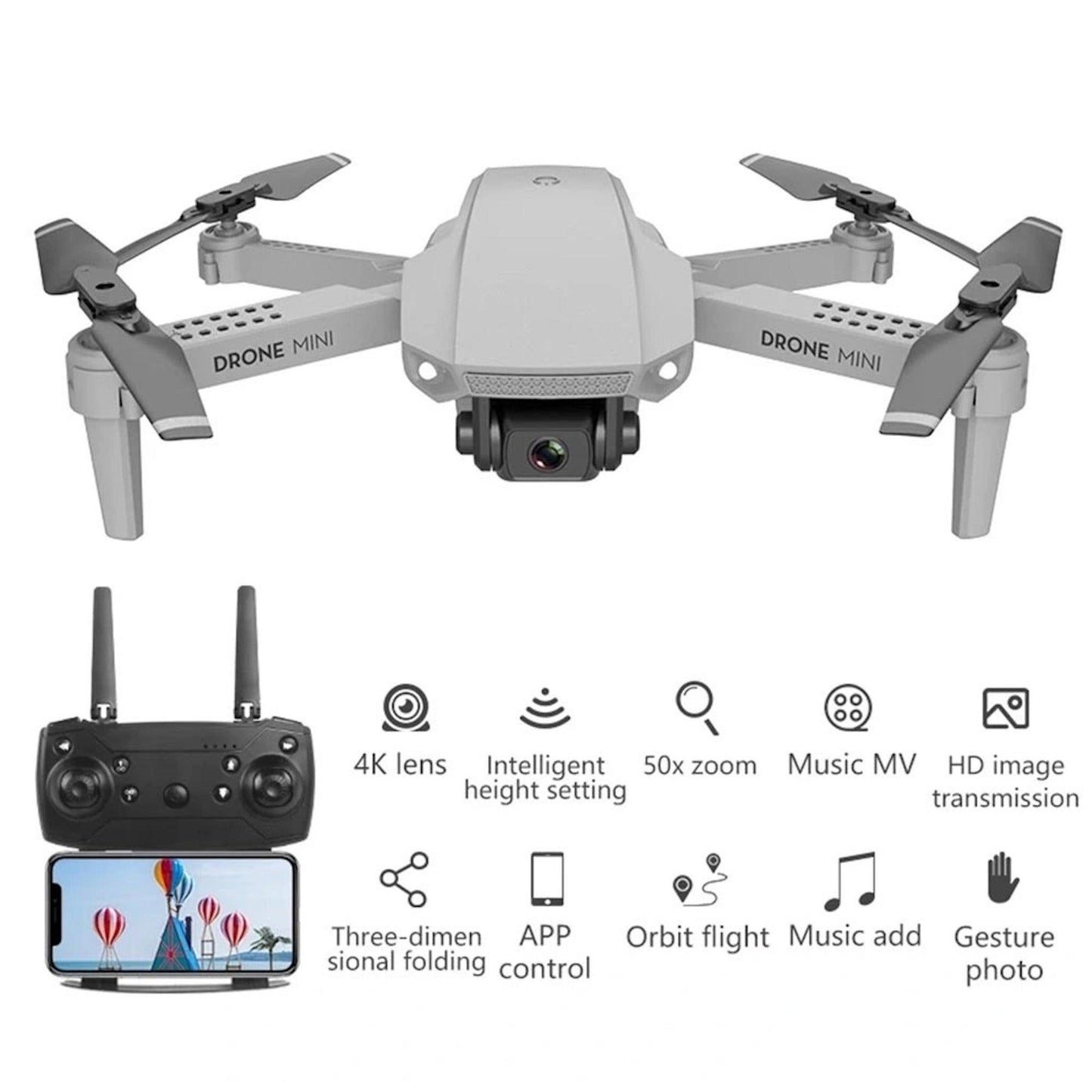 E88 Drone WiFi Fpv Mini Drone with Dual 4K HD Camera Wide-Angle Lens Mini Drone - RCDrone