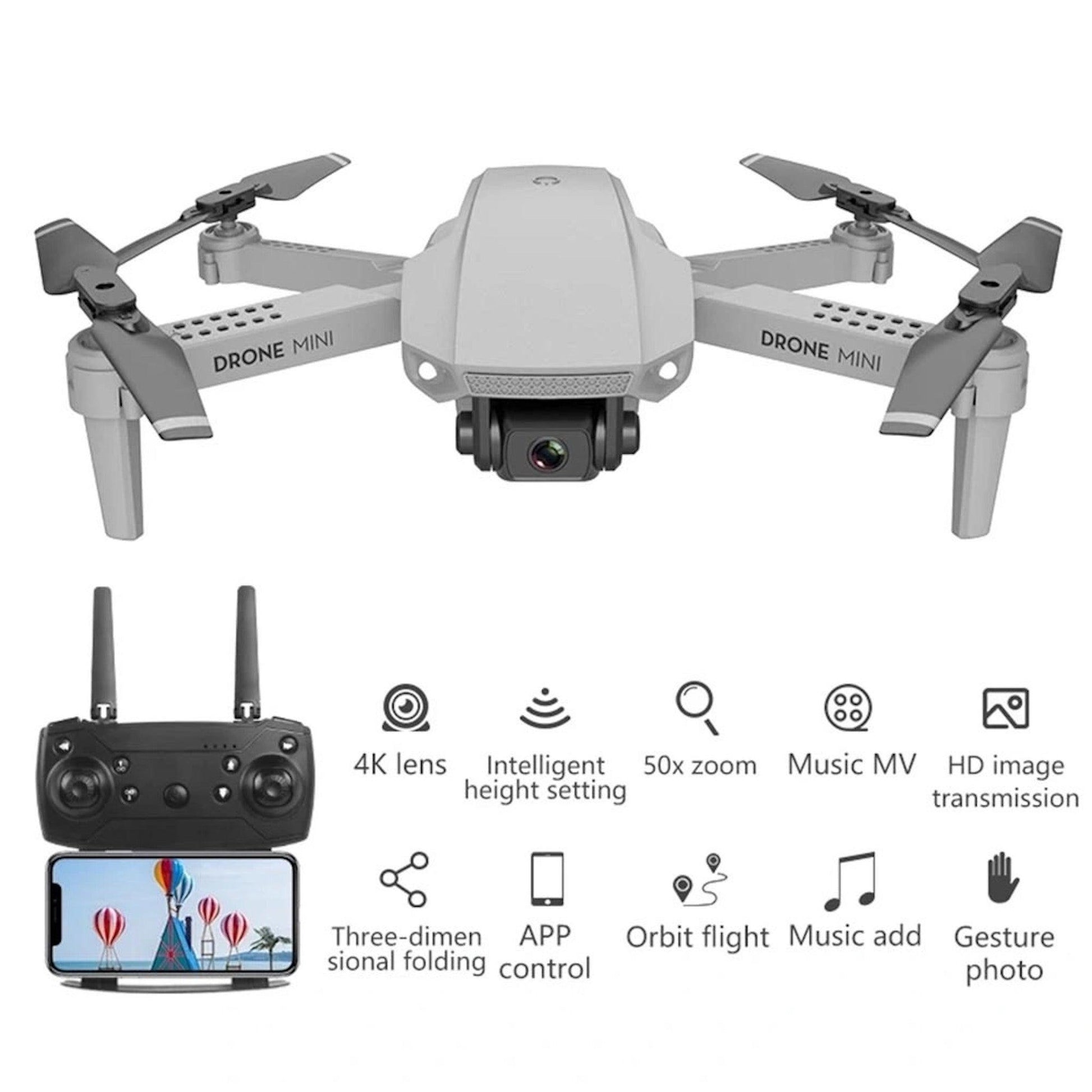 Mini Dron Plegable E68 con Cámara HD y Mando a Distancia