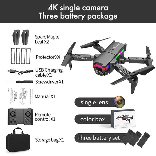 F190 Drone - With 4K Dual Camera F/2.15 100° FOV Led Night Flight Foldable Mini Drone Mini Drone - RCDrone