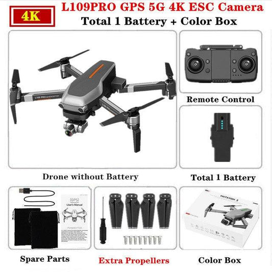 L109 Pro Drone - 4K HD GPS Quadcopter Mechanical Two-axis Anti-shake 5G WiFi FPV 1.2KM 1200M HD ESC Camera Profissional Drone MATAVISH 3 PRO Professional Camera Drone - RCDrone