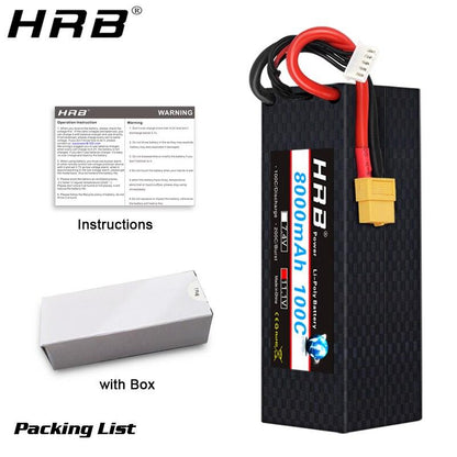 HRB Lipo 8000mah Battery 3S2P - XT150 AS150 XT60 XT90-S T Deans EC5 XT90 Hardcase For Car Racing Heli Airplane RC Parts - RCDrone