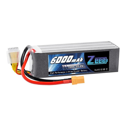 Zeee Lipo Battery 22.2V 6000mAh - 100C XT90 Plug 6S RC Lipo Battery for Drone Racing FPV Helicopter Car Boat Truck RC Battery Part - RCDrone