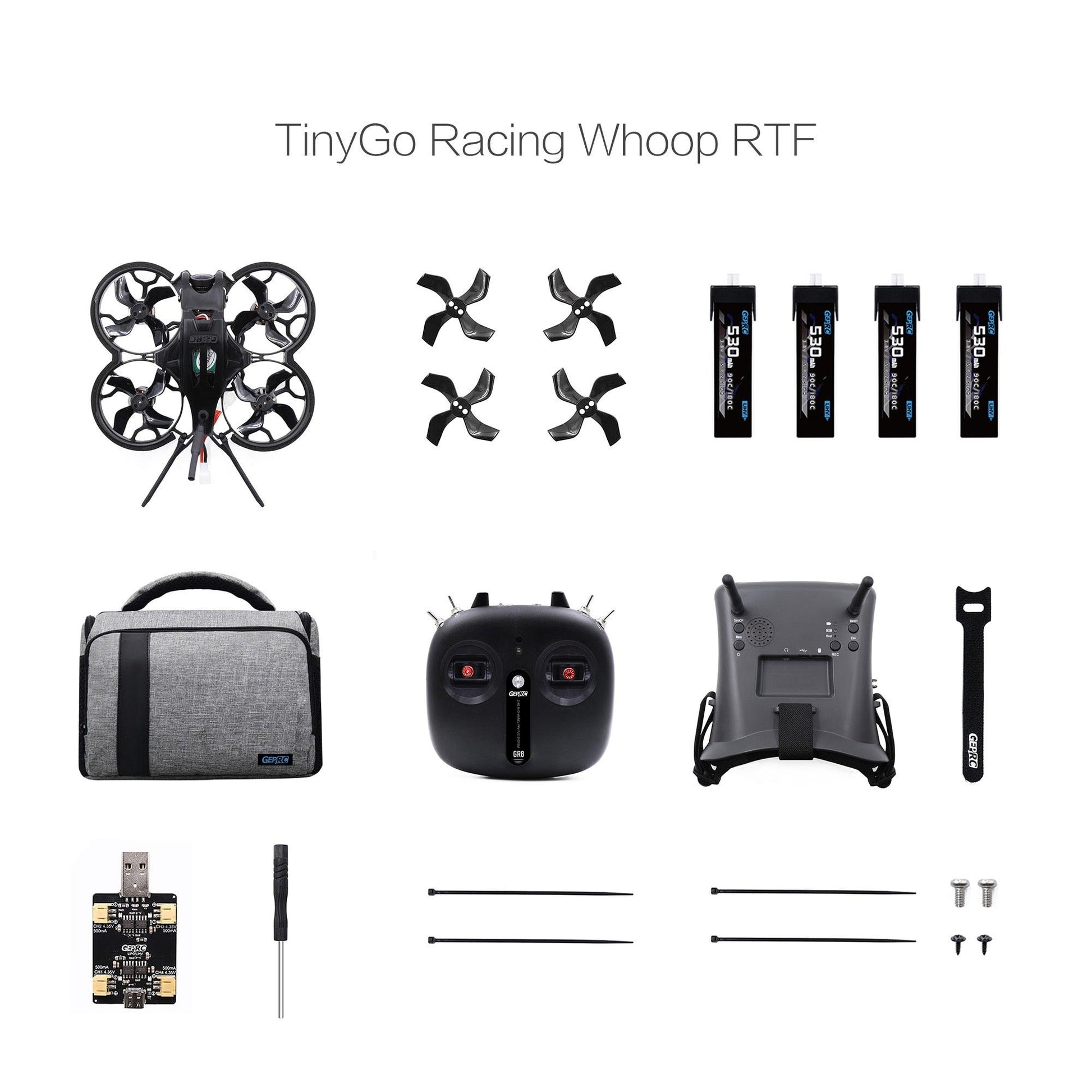 GEPRC TinyGO Racing FPV Whoop RTF Drone - Carbon Fiber Frame For RC FPV Quadcopter Racing Drone Series Very Suitable For Beginners - RCDrone