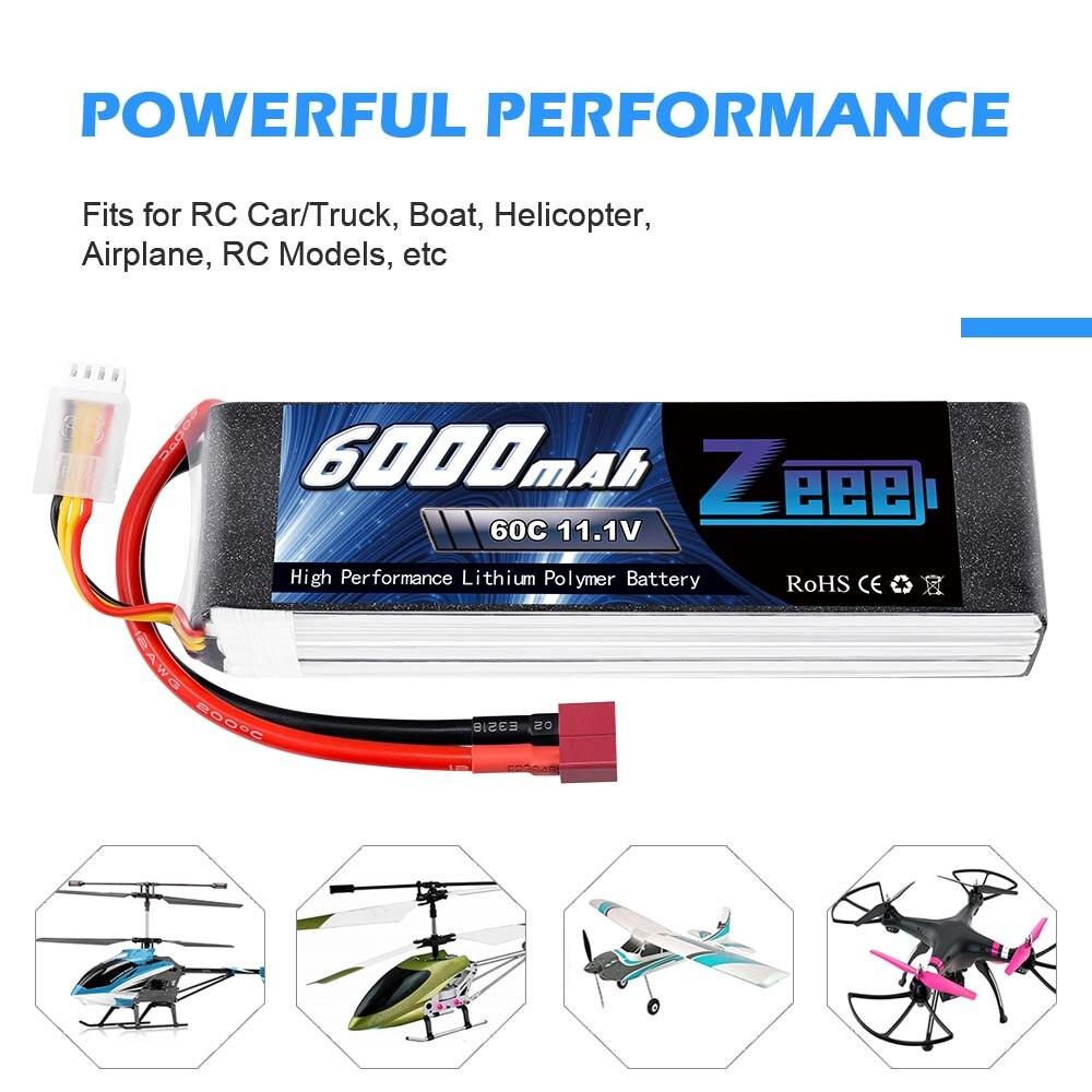 Zeee Lipo Battery 11.1V 6000mAh 60C 3S Lipo Battery Deans Plug 3S Lipo for FPV RC Car Helicopter Racing Hobby FVP Battery Parts - RCDrone
