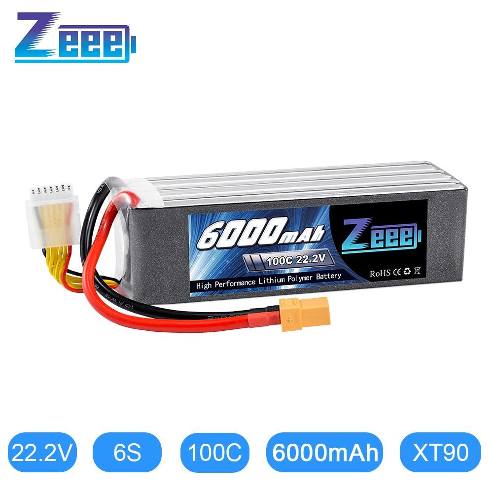 Zeee Lipo Battery 22.2V 6000mAh - 100C XT90 Plug 6S RC Lipo Battery for Drone Racing FPV Helicopter Car Boat Truck RC Battery Part - RCDrone